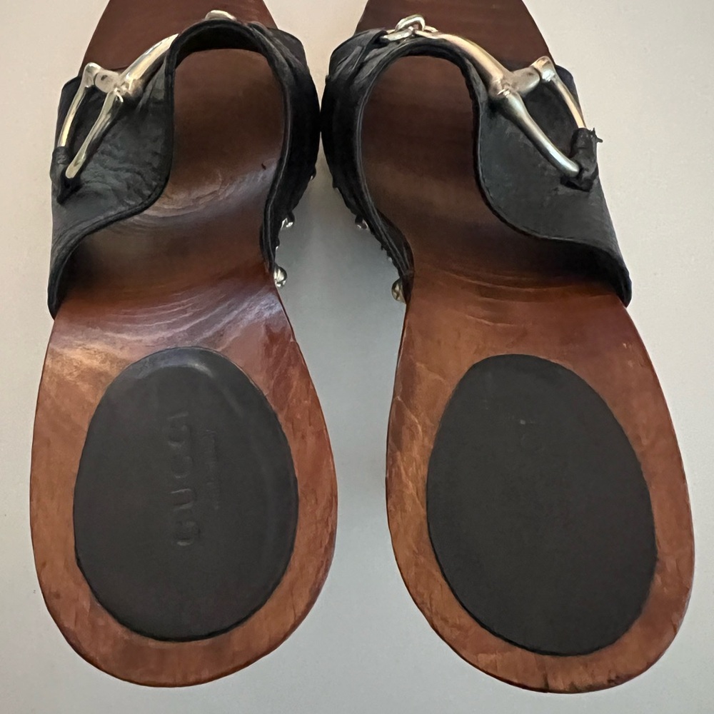 Gucci Black Leather Horsebit Mules with Silver Hardware 38.5C - Picture 3 of 8